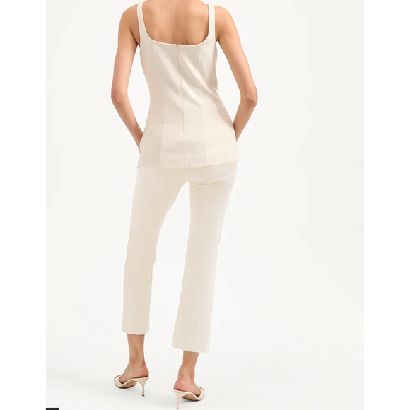 Veronica Beard Kimra Straight-Leg Pant Ecru US 4 - Picture 4 of 12